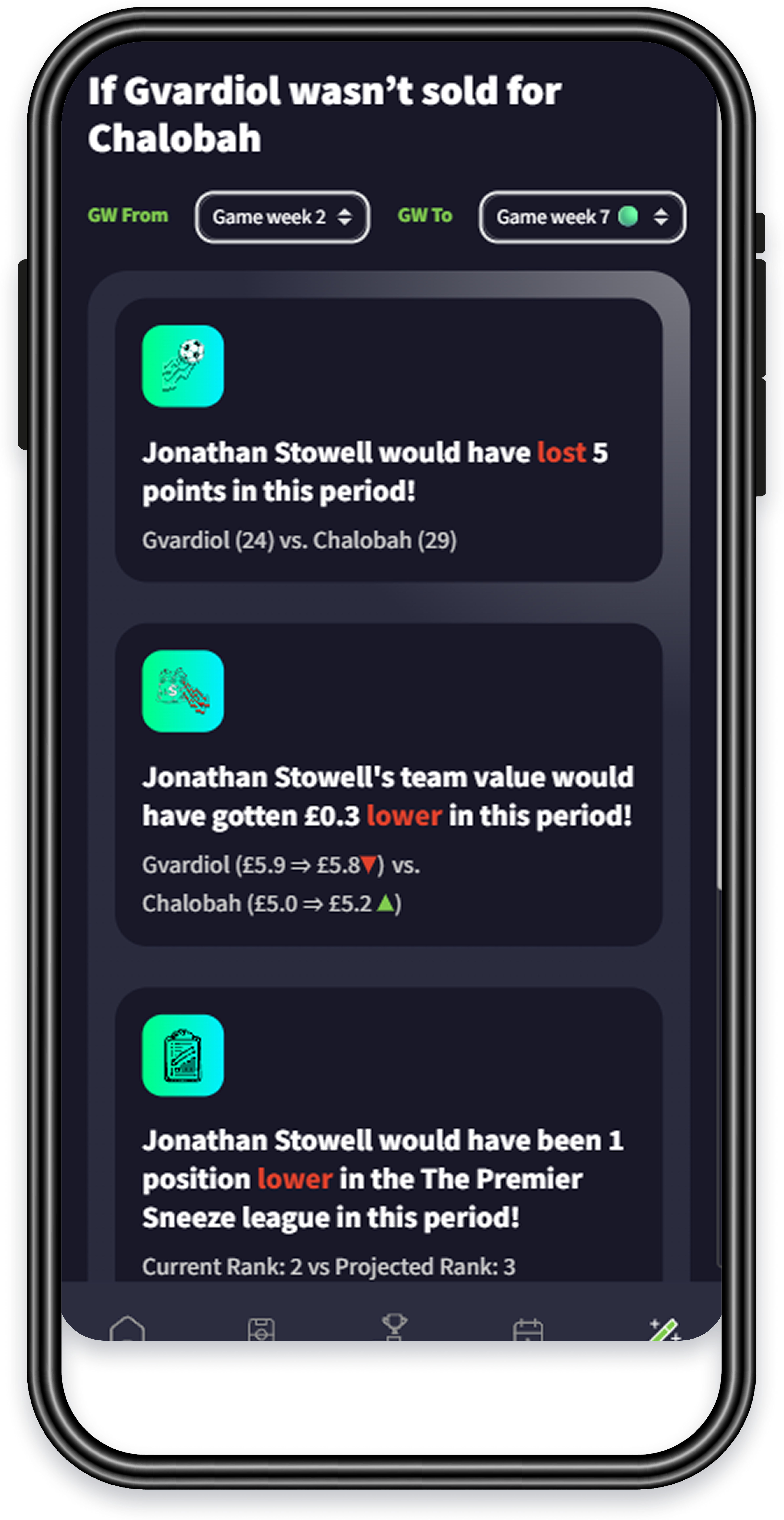Compare transfers preview